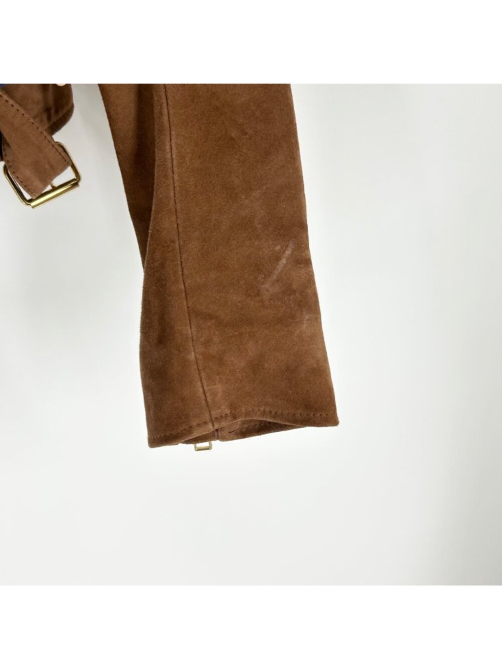 Sezane Zig Goat Leather Moto Jacket in Camel Suede - Picture 8 of 10